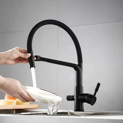 Obrázek produktu pro Domotechnika | Veneta kuchyňská baterie - 3cestná - Černá matná - Otočná o 360° - Vysoce kvalitní materiály