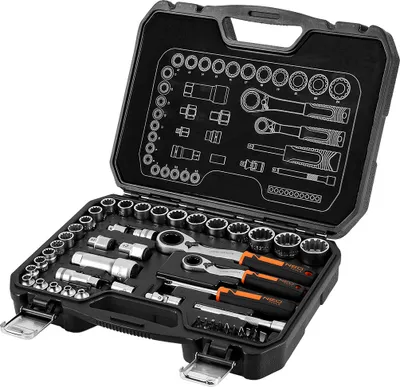 Produktbild von NEO TOOLS Werkzeugset mit Offener Ratsche -Steckschlüssel, Bits, Ausstattung 1/4” und 3/8" 46 tlg. - Ratschenmechanik mit 72 Sperrklinken | CrV-Stahl