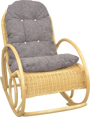 Schaukelstuhl Rattan mit Kissenauflage Beige/Braun