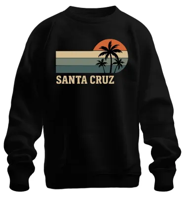 Produktbild von Santa Cruz Palmen Sonnenuntergang Retro Kalifornien Strand Sweatshirt Pullover, Schwarz, S
