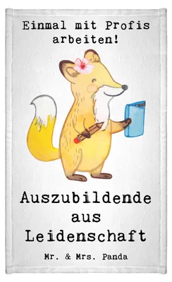 Produktbild von Mr. & Mrs. Panda Handtuch Auszubildende Leidenschaft - Weiß - Geschenk, Gästetuch, Spruch, Frotteehandtuch, Witzig, Klein, Lustig, badezimmer, Azubine, Frotteetuch