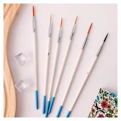 Produktbild von 6 Linienpinsel und 2 ultrafeine Kunstlinienstifte, handbemalte Aquarellstifte, Malutensilien