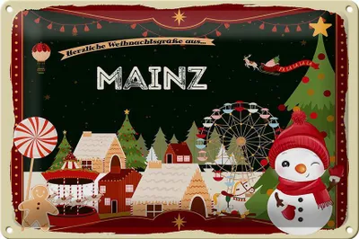 Produktbild von Blechschild Weihnachten Grüße MAINZ FEST 30x20cm