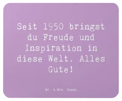 Produktbild von Mr. & Mrs. Panda Mauspad Spruch 1950 Geburtstag - Lavendeltraum - Geschenk, mausteppich, Feier, Mousepad, Mouse Pad, Happy Birthday, laptop, pc mausunterlage, Meilenstein