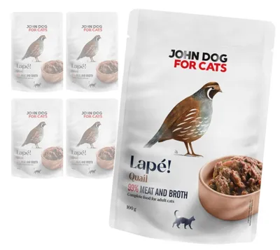 Zdjęcie produktu dla John Dog For Cats Lapé 5x100g Monobiałkowa Mokra Karma Dla Kota Z Przepiórką