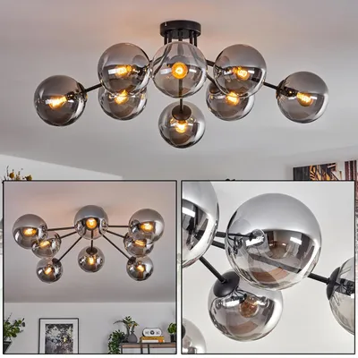 Produktbild von Fossobiubo Deckenlampe aus Metall/Glas in Schwarz/Rauchfarben