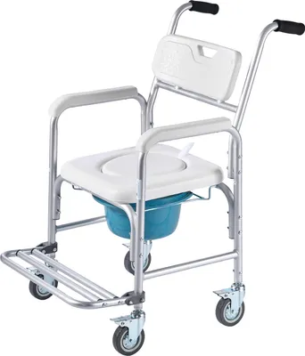 Zdjęcie produktu dla Krzesło przyłóżkowe SucceBuy 4 w 1 z kółkami, nośność 158 kg