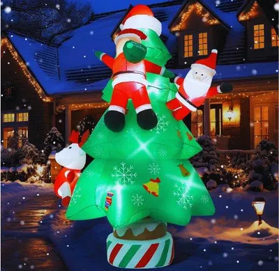 Obrázok produktu pre 9,8 ft nafukovacia vianočná dekorácia so Santa Clausom a sobmi, LED svetielka, vianočná dekorácia do záhrady, na terasu a trávnik