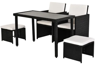 Immagine prodotto di Set da giardino in polyrattan, set da pranzo, 11 pezzi con cuscini, nero