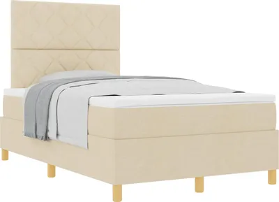 Obrázok produktu pre Posteľ s pružinovým rámom s matracmi Krémová 120 x 190 cm látka