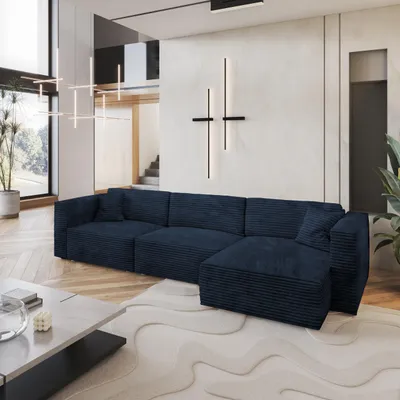 Produktbild von Masseno Ecksofa TOLMO mit Schlaffunktion L-Form, Sofa mit Bettkasten, Wohnzimmersofa, Couch, Soffa, Bettsofa, Couchgarnitur- Blau, TILIA 77