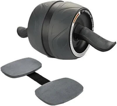 Obrázok produktu pre Ab Roller – zariadenie na posilňovanie brušných svalov – tréning core – s pružinou na stabilizáciu – 2,4 kilogramu – čierna farba