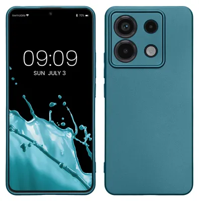 Produktbild von kwmobile Handyhülle für Xiaomi Redmi Note 13 Pro 5G / Poco X6 5G Hülle - Silikon Case metallisch schimmernd - Schutzhülle Cover - Metallic Karibikblau