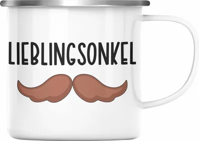 Produktbild von Trendation - Bester Onkel Ever Emaille Tasse Geschenk Geburtstag Weihnachten Lustig Geschenkideen von Nichte Lieblingsonkel (Silber)