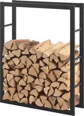 Produktbild von Kaminholzregal Täby Brennholzregal innen außen Metall 80 x 25 x 100 cm Holzunterstand Stapelhilfe für Feuerholz Holzlager Kaminholzständer Schwarz