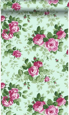 Zdjęcie produktu dla Origin Wallcoverings Tapeta róże seledynowymIróżowym 53 cm x 10.05 m