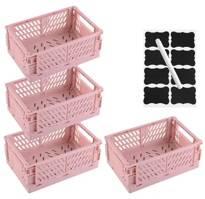 Produktbild von Omgoods – Set aus 4 zusammenklappbaren Aufbewahrungsboxen – Platzsparende Körbe für Küche und Büro