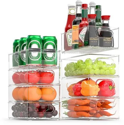 Produktbild von Kühlschrank Organizer Set, 8-teilig, stapelbar, transparent, BPA-frei, Küchenbox