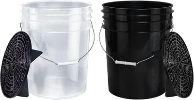 Produktbild von Benbow Set 4-tlg, 2x Auto Wascheimer 20 Liter + 2x Schmutzsieb, Schwarz, Transparent, Autoaufbereitung, Waschanlage, Autozubehör, Autos