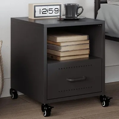Image de vidaXL Table de nuit noire 36x39x43,5 cm acier