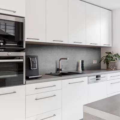 Produktbild von Dedeco Küchenrückwand Motiv: Beton V1, 3mm Aluminium Alu-Platten als Spritzschutz Küchenwand Verbundplatte wasserfest, inkl. UV-Lack matt, alle Untergründe, 260 x 60 cm