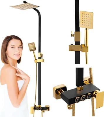 Produktbild von Brauseset Aufputz S-1160BG Schwarz/Gold