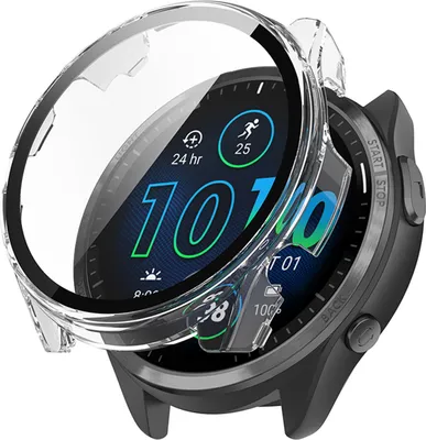 Produktbild von Strap-it Schutzhülle mit Glasplatte – Passend für Garmin Forerunner 965 – Transparent – ​​Hülle mit Displayschutzfolie