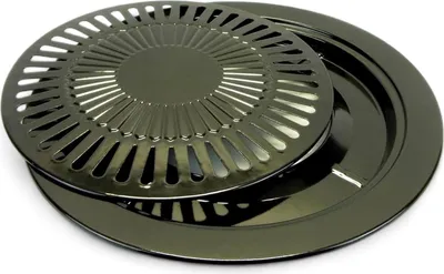 Produktbild von Starlet24 Grillaufsatz 2-tlg. Ø 31cm Grillplatte Grillrost für BBQ Camping Gaskocher Campingkocher inkl. 2in1-Werkzeug