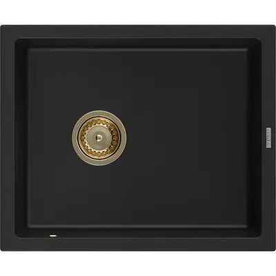Obrázek produktu pro Mexen Pedro 1-miskový granitový dřez 560 x 460 mm, Černá, sifon Zlatá - 6508561000-77-G