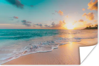 Produktbild von MuchoWow® Poster Sonnenuntergang - Strand - Meer - Sommer - Blau 30x20 cm - Plakate - Print