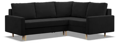 Produktbild von BLANK - Rechts Ecksofa mit Schlaffunktion, Wendekissen, Otomane, Bettkasten, Schwarz