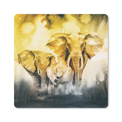 Produktbild von MuchoWow® Mauspad Mousepad Elefant - Familie - Aquarell 30x30 cm - Mousepads - Maus Mat - Pad - Mausunterlage - Gaming