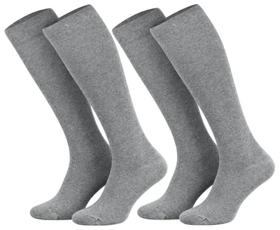 Produktbild von Tobeni 2 Paar Kompressionsstrümpfe Kniestrümpfe Stützstrümpfe Baumwolle für Damen und Herren, Farbe:Silber, Grösse:39-42