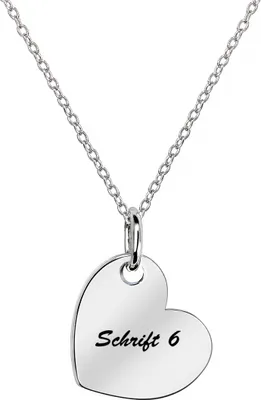 Produktbild von MATERIA by Matthias Wagner Gravur Kette mit Herz Anhänger - 925 Silber Herzkette Liebe rhodiniert 42-45cm KA-452
