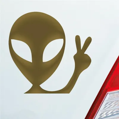 Produktbild von Auto Aufkleber XL Alien Außerirdischer Peace E.T. ET 20x20 cm Gold Sticker Heckscheibenaufkleber