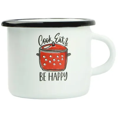 Produktbild von Emaille Becher 500ml Camping Kaffee Tasse Camping Kaffee Becher Be Happy