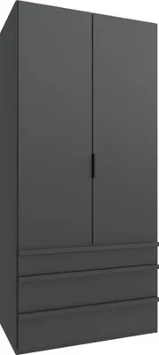 Produktbild von Falttürenschrank >OXFORD< in GRAPHIT mit Schubladen - 100x216x58cm (BxHxT)