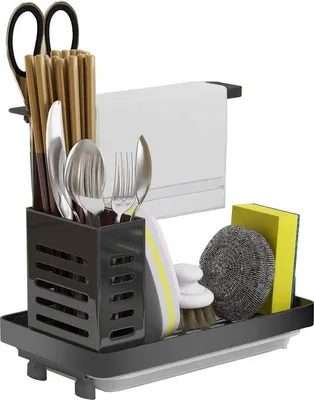Immagine prodotto di Organizzatore per lavello Famanu con cestello per scolatura e portaspugna - acciaio inossidabile