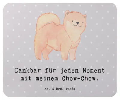 Produktbild von Mr. & Mrs. Panda Mouse Pad Chow-Chow Moment - Grau Pastell - Geschenk, pc mauspad, mousematte, laptop mousepad, Asiatischer Spitz