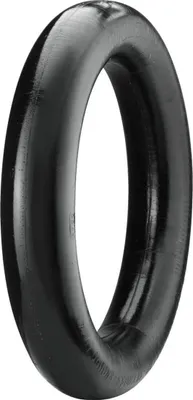 A black tire inner tube is shown against a white background.