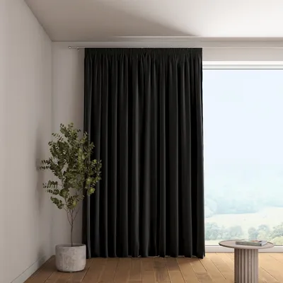 Produktbild von Dekoria Vorhang mit Kräuselband, schwarz, 130 x 100 cm