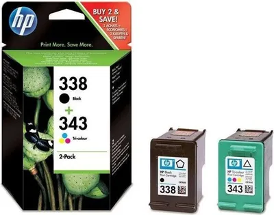 Immagine prodotto di SD449EE  HP 338 Nero/343 Ciano/Magenta/Giallo Confezione da 2 cartucce originali