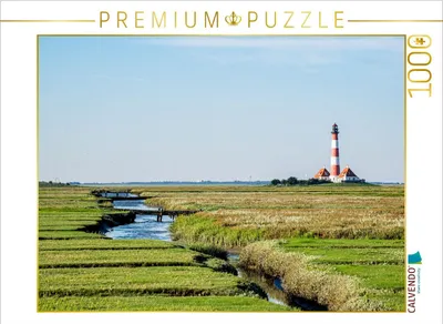 Produktbild von CALVENDO Puzzle Leuchtturm Westerhever | 1000 Teile Lege-Größe 64x48cm Foto-Puzzle für glückliche Stunden