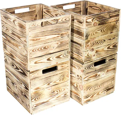 Produktbild von 6x KALLAX KISTEN /NEU/ flambierte Kiste mit toller Holzmaserung / 32x37,5x32,5cm / passt in Ikea Kallax