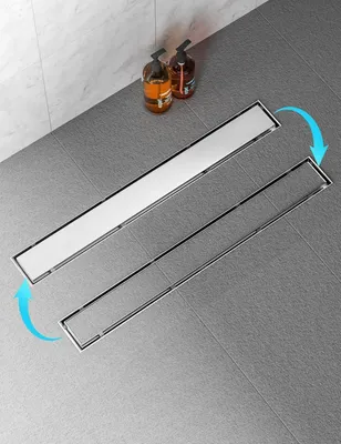 Produktbild von Duschauslass 60 cm Edelstahl Bodenablauf - 360° Siphon Fliesenbarer Duschauslass Flach mit Geruchsstop Haarfilter für Badezimmer, Außenbereich