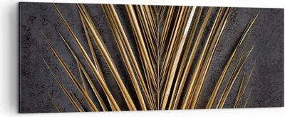 Produktbild von Bild auf Leinwand - Leinwandbild - Einteilig - Blatt golden schwarz - 140x50cm - Wand Bild - Wanddeko - Wandbilder - Leinwanddruck - Bilder - Wanddekoration - Leinwand bilder - AB140x50-5091