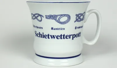 Produktbild von Schietwetterpott mit Seemannsknoten hoch Kaffeebecher Kaffeetasse Kaffee Pott
