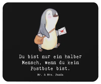Produktbild von Mr. & Mrs. Panda Mauspad Postbote Herz - Schwarz - Geschenk, pc, Postler, Mouse Pad, Briefträger, Mousepad, Briefzusteller, mousematte, laptop