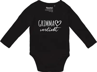 Produktbild von Huuraa Baby Body Grimma verliebt 74 Black  Baumwolle Fairtrade Langarmbody Geschenkidee