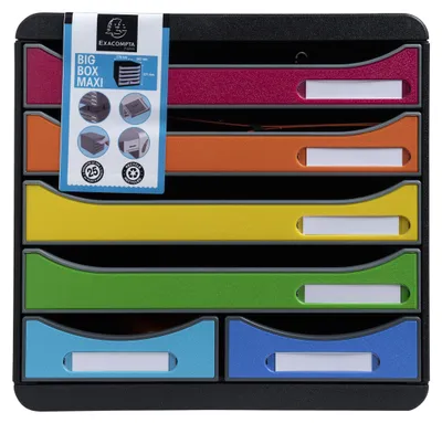 Produktbild von Exacompta Schubladenbox BIG BOX MAXI, 6 offene Schubladen, , Regenbogen, 312798D